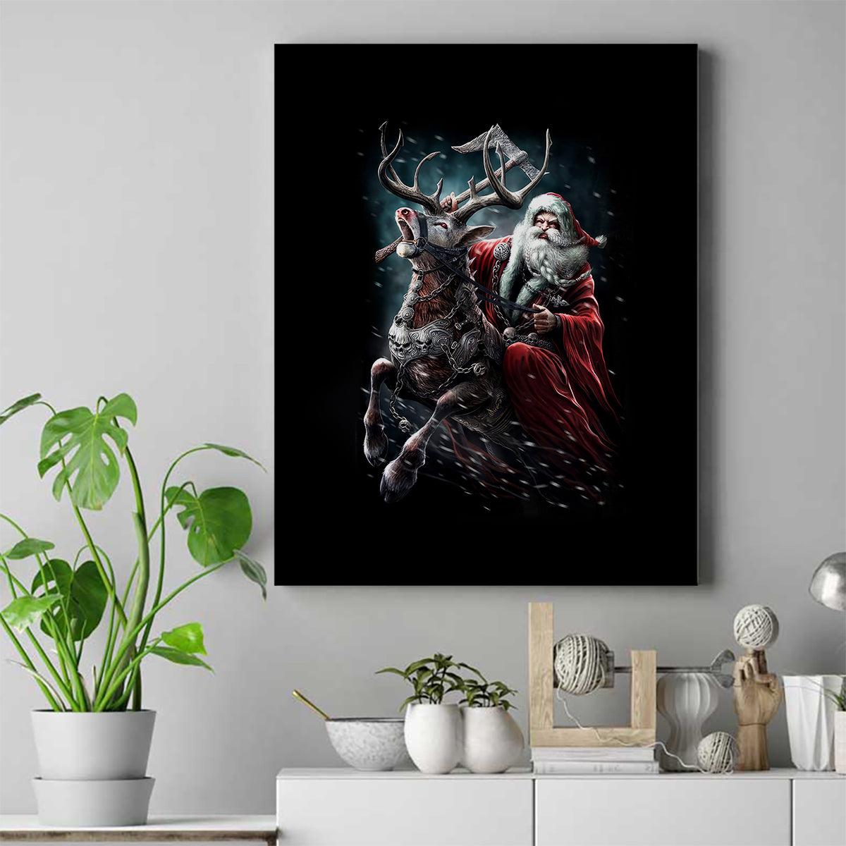 Viking Santa Claus Canvas Wall Art Vahalla Santa Clau Coming - Wonder Print Shop