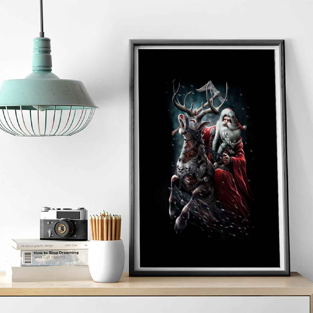 Viking Santa Claus Canvas Wall Art Vahalla Santa Clau Coming - Wonder Print Shop
