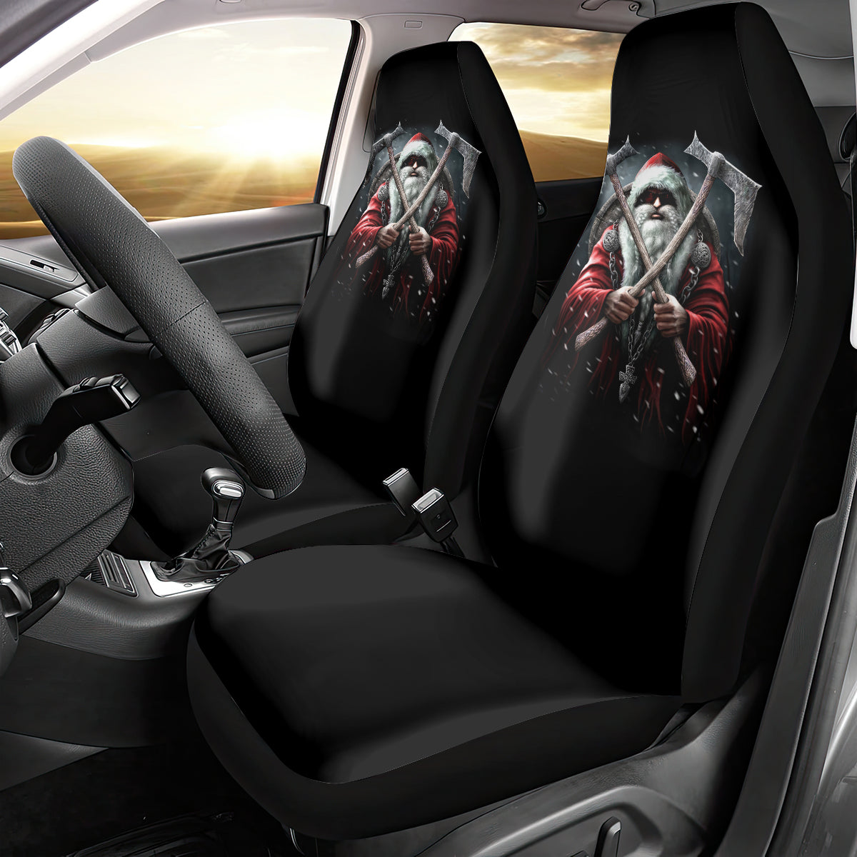 Viking Santa Claus Car Seat Cover Vahalla Santa Clau Coming - Wonder Print Shop