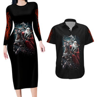 Viking Santa Claus Couples Matching Long Sleeve Bodycon Dress and Hawaiian Shirt Vahalla Santa Clau Coming - Wonder Print Shop