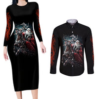 Viking Santa Claus Couples Matching Long Sleeve Bodycon Dress and Long Sleeve Button Shirt Vahalla Santa Clau Coming - Wonder Print Shop