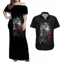 Viking Santa Claus Couples Matching Off Shoulder Maxi Dress and Hawaiian Shirt Vahalla Santa Clau Coming - Wonder Print Shop