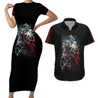 Viking Santa Claus Couples Matching Short Sleeve Bodycon Dress and Hawaiian Shirt Vahalla Santa Clau Coming - Wonder Print Shop