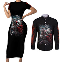 Viking Santa Claus Couples Matching Short Sleeve Bodycon Dress and Long Sleeve Button Shirt Vahalla Santa Clau Coming - Wonder Print Shop