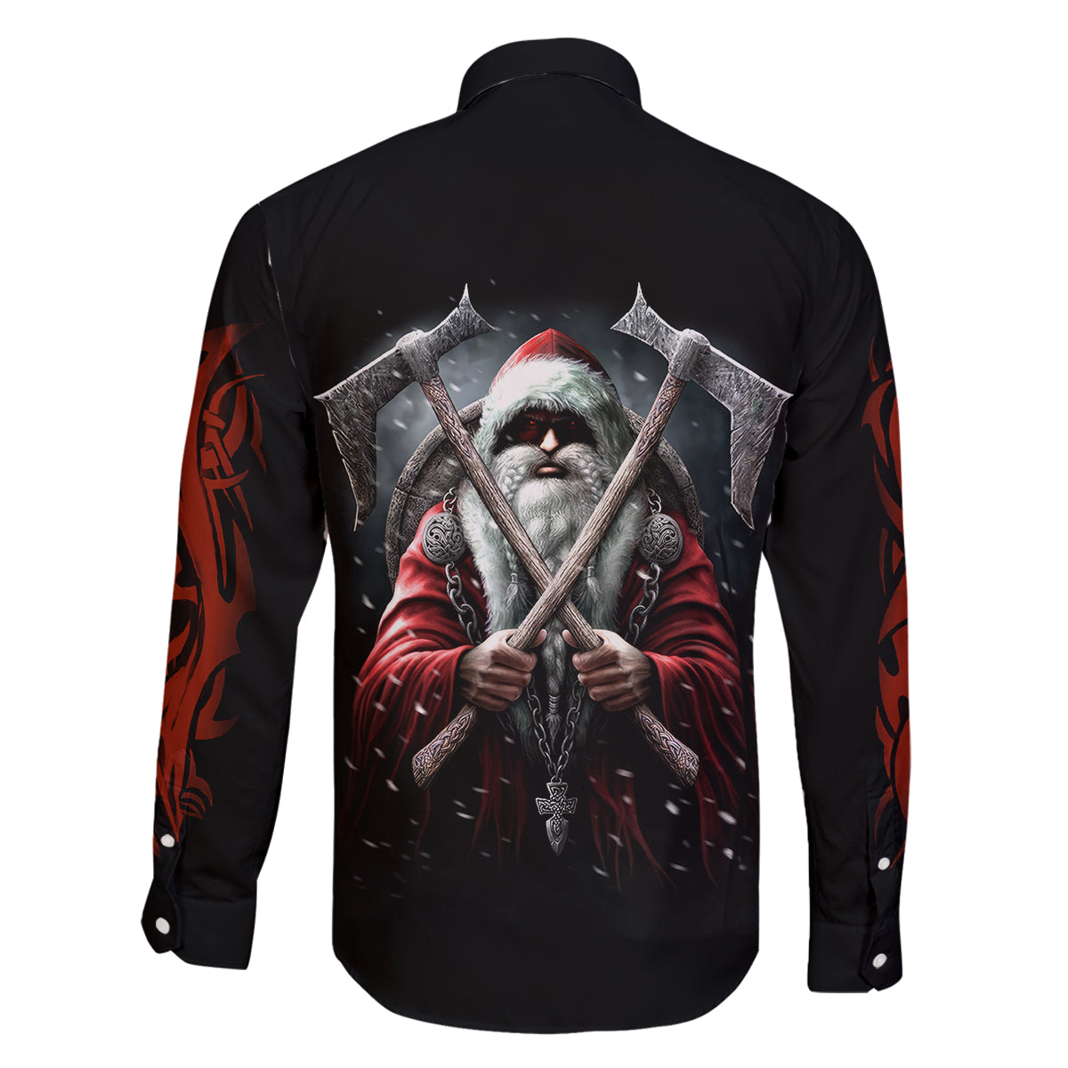 Viking Santa Claus Family Matching Long Sleeve Bodycon Dress and Hawaiian Shirt Vahalla Santa Clau Coming - Wonder Print Shop