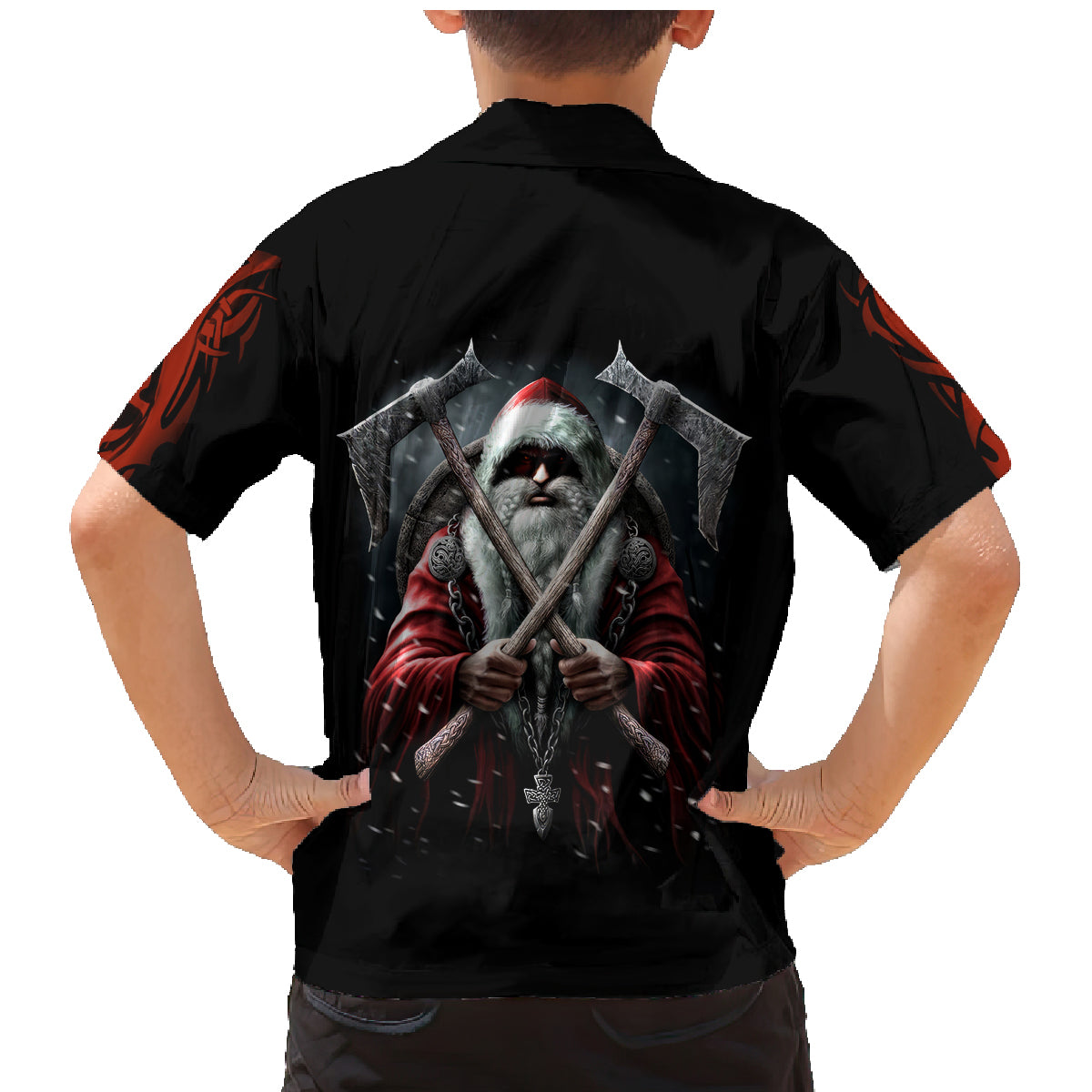 Viking Santa Claus Family Matching Mermaid Dress and Hawaiian Shirt Vahalla Santa Clau Coming - Wonder Print Shop