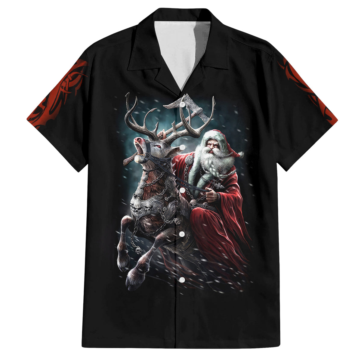 Viking Santa Claus Family Matching Off Shoulder Long Sleeve Dress and Hawaiian Shirt Vahalla Santa Clau Coming - Wonder Print Shop