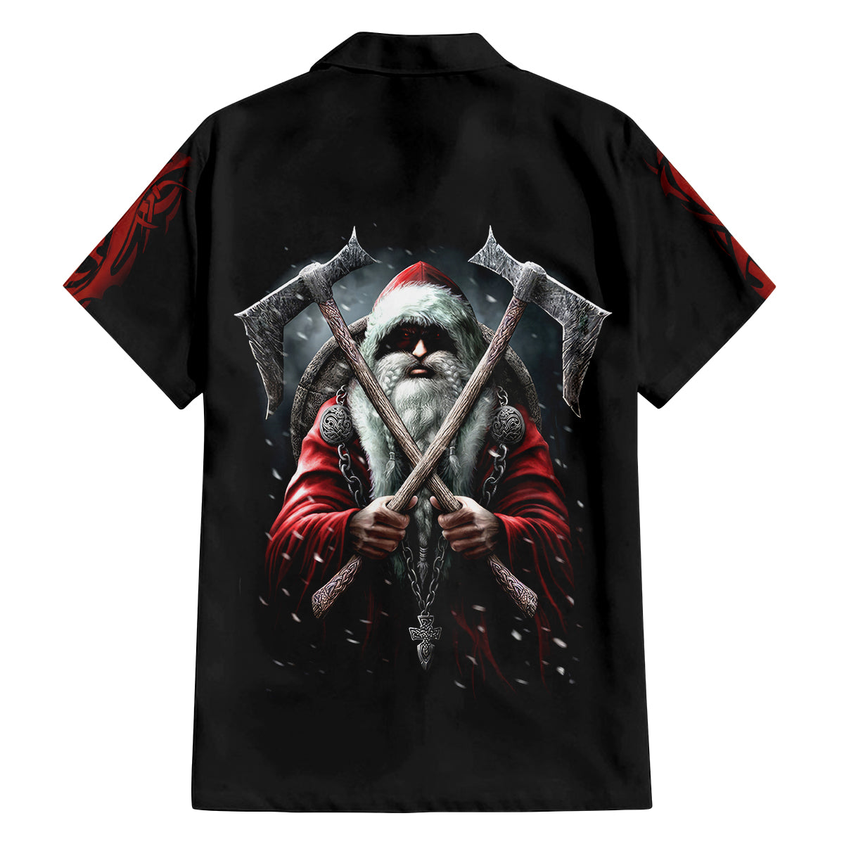 Viking Santa Claus Family Matching Off Shoulder Long Sleeve Dress and Hawaiian Shirt Vahalla Santa Clau Coming - Wonder Print Shop