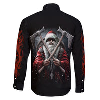 Viking Santa Claus Family Matching Off Shoulder Long Sleeve Dress and Hawaiian Shirt Vahalla Santa Clau Coming - Wonder Print Shop