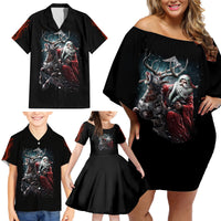 Viking Santa Claus Family Matching Off Shoulder Short Dress and Hawaiian Shirt Vahalla Santa Clau Coming - Wonder Print Shop