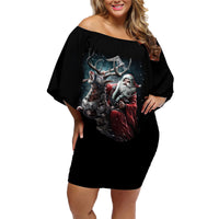 Viking Santa Claus Family Matching Off Shoulder Short Dress and Hawaiian Shirt Vahalla Santa Clau Coming - Wonder Print Shop