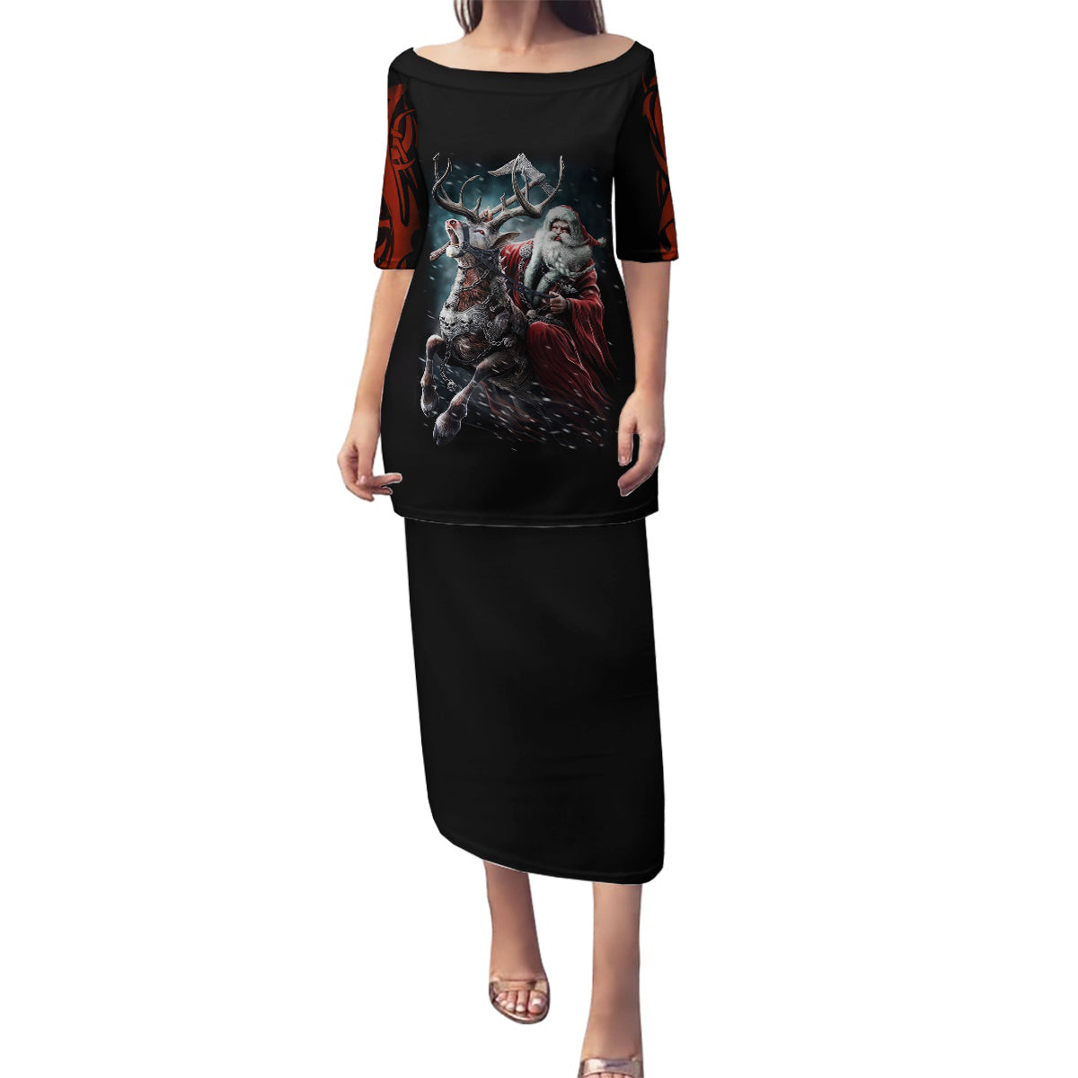Viking Santa Claus Family Matching Puletasi Dress and Hawaiian Shirt Vahalla Santa Clau Coming - Wonder Print Shop