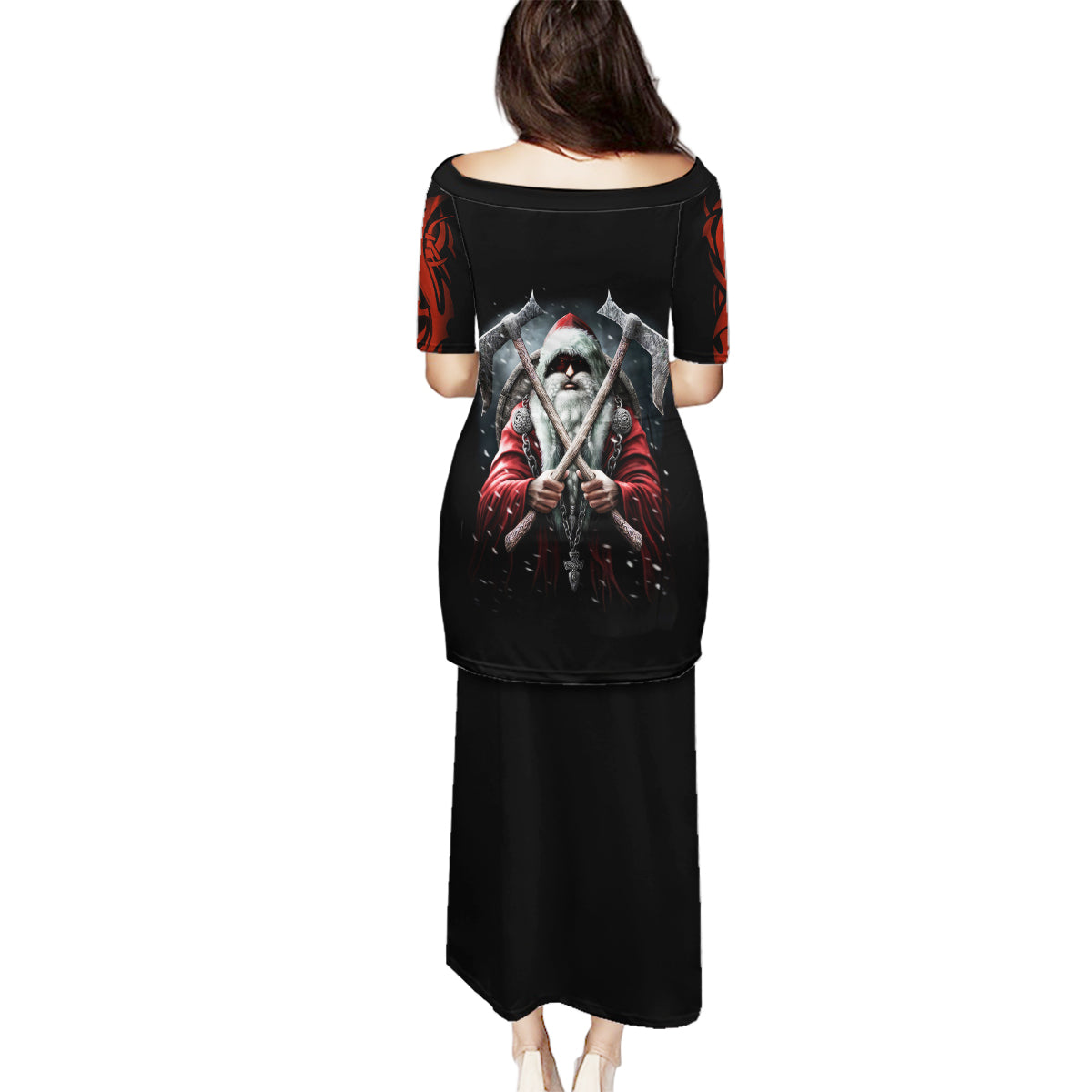 Viking Santa Claus Family Matching Puletasi Dress and Hawaiian Shirt Vahalla Santa Clau Coming - Wonder Print Shop
