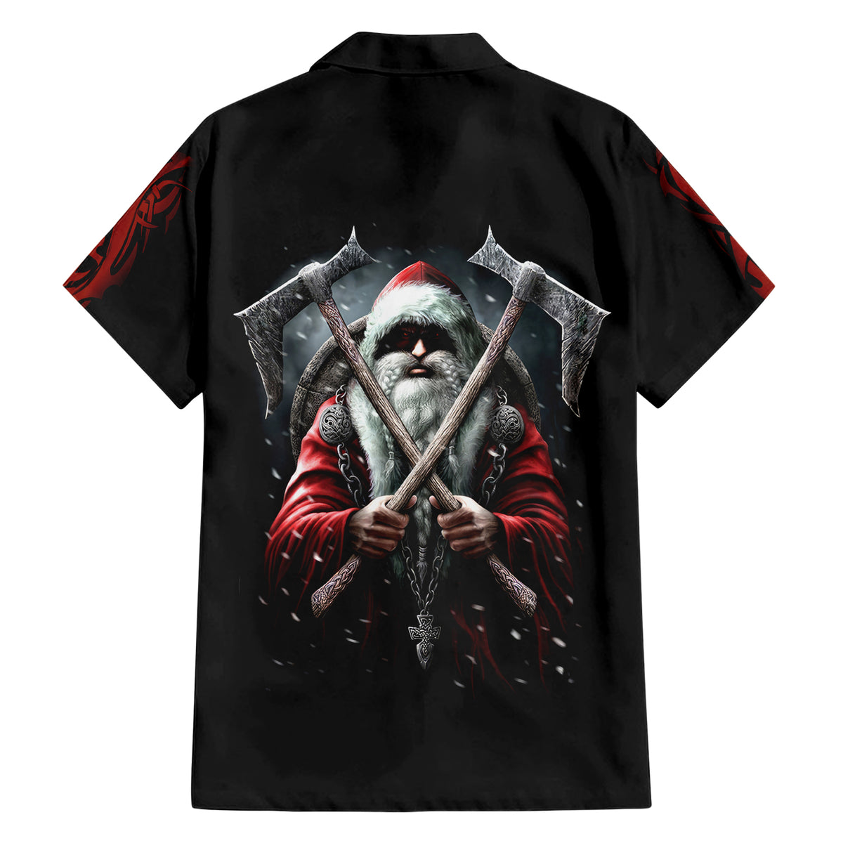 Viking Santa Claus Family Matching Short Sleeve Bodycon Dress and Hawaiian Shirt Vahalla Santa Clau Coming - Wonder Print Shop