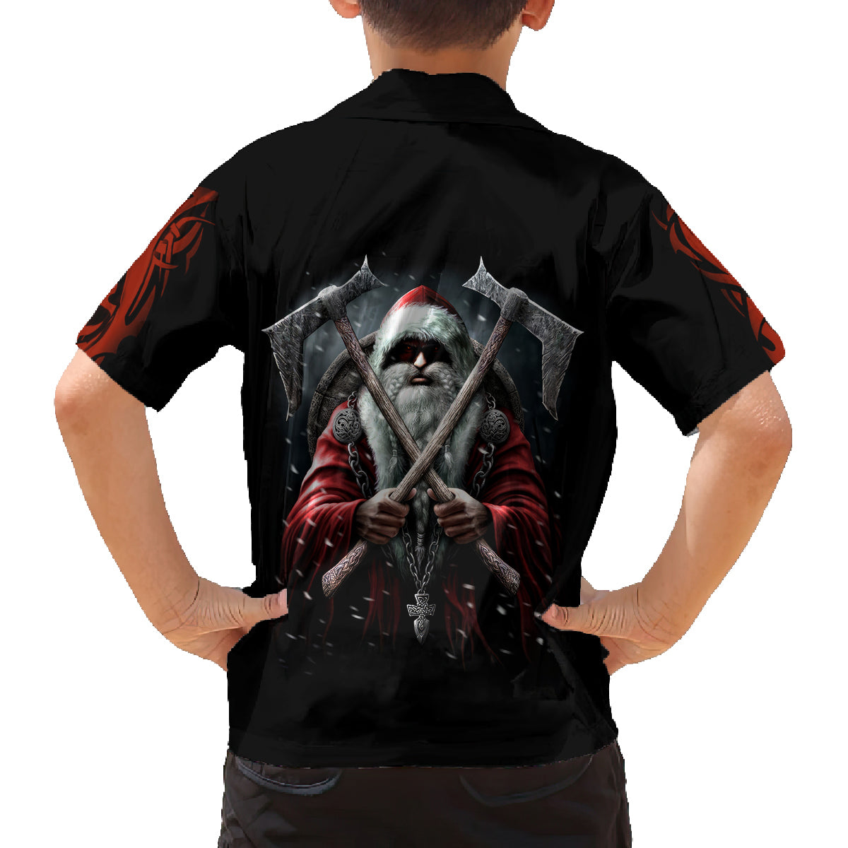 Viking Santa Claus Family Matching Summer Maxi Dress and Hawaiian Shirt Vahalla Santa Clau Coming - Wonder Print Shop