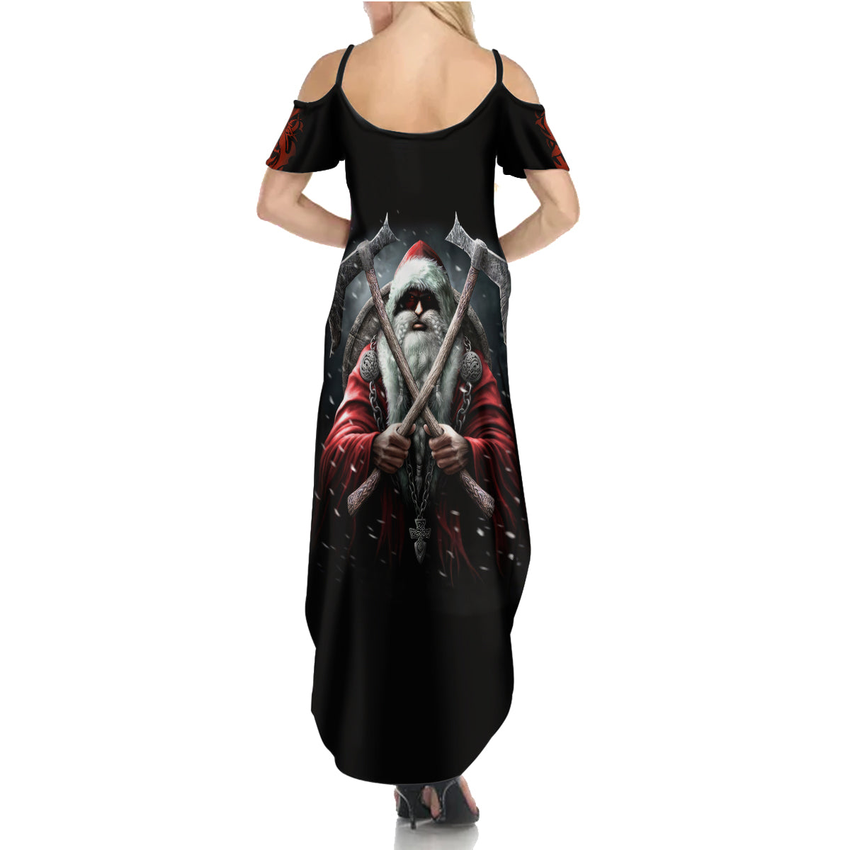 Viking Santa Claus Family Matching Summer Maxi Dress and Hawaiian Shirt Vahalla Santa Clau Coming - Wonder Print Shop