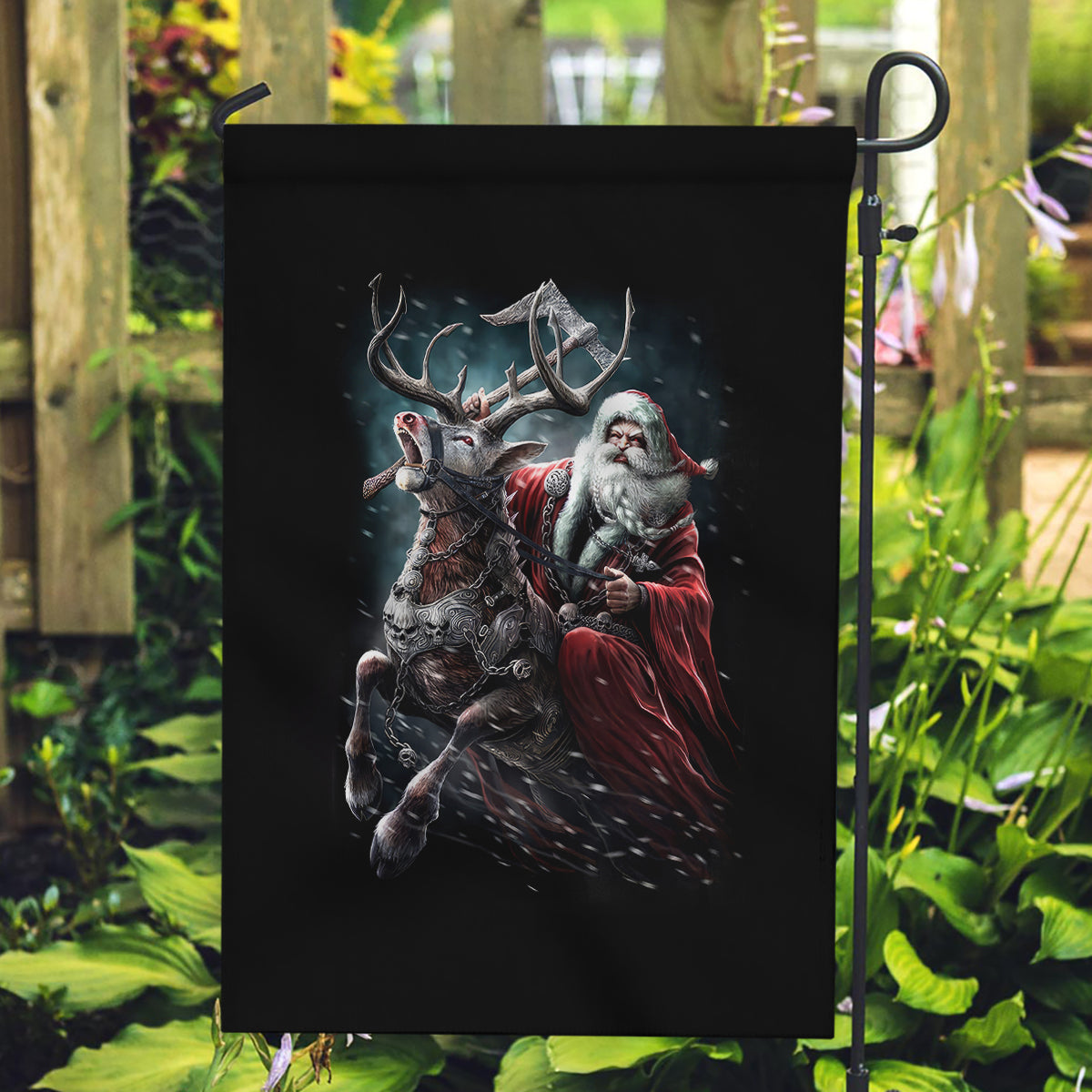 Viking Santa Claus Garden Flag Vahalla Santa Clau Coming - Wonder Print Shop