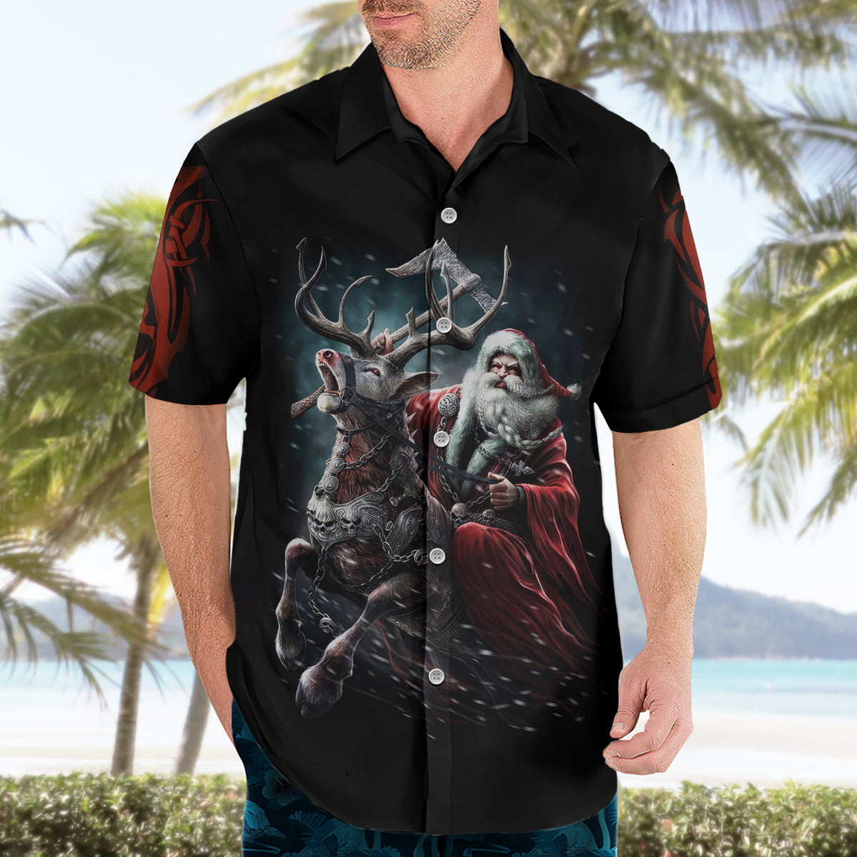 Viking Santa Claus Hawaiian Shirt Vahalla Santa Clau Coming - Wonder Print Shop