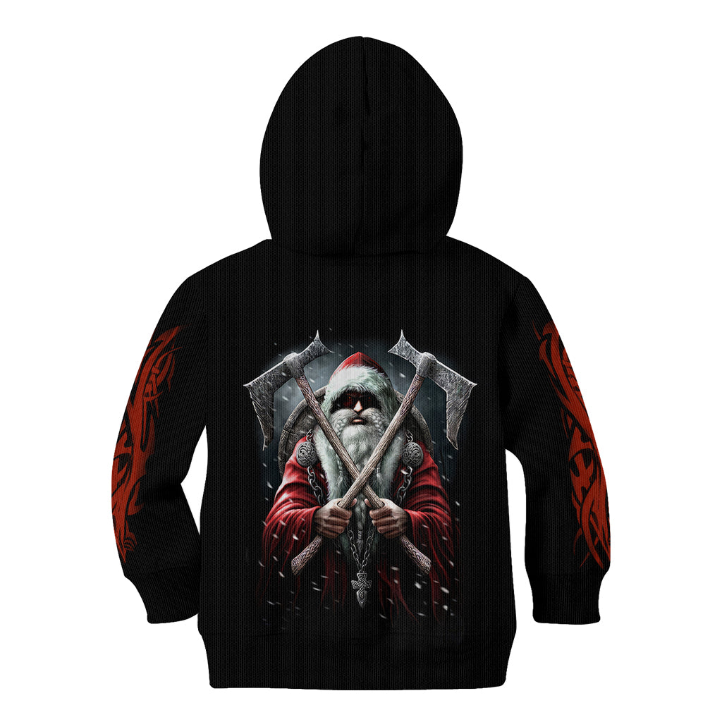 Viking Santa Claus Kid Hoodie Vahalla Santa Clau Coming - Wonder Print Shop