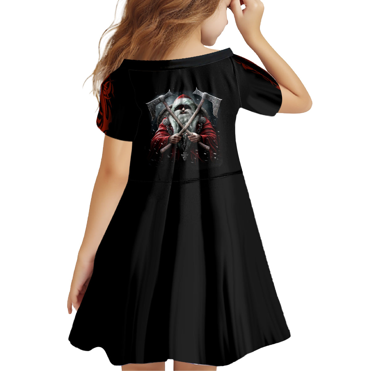 Viking Santa Claus Kid Short Sleeve Dress Vahalla Santa Clau Coming - Wonder Print Shop