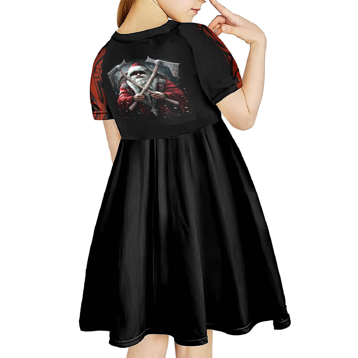 Viking Santa Claus Kid Short Sleeve Dress Vahalla Santa Clau Coming - Wonder Print Shop