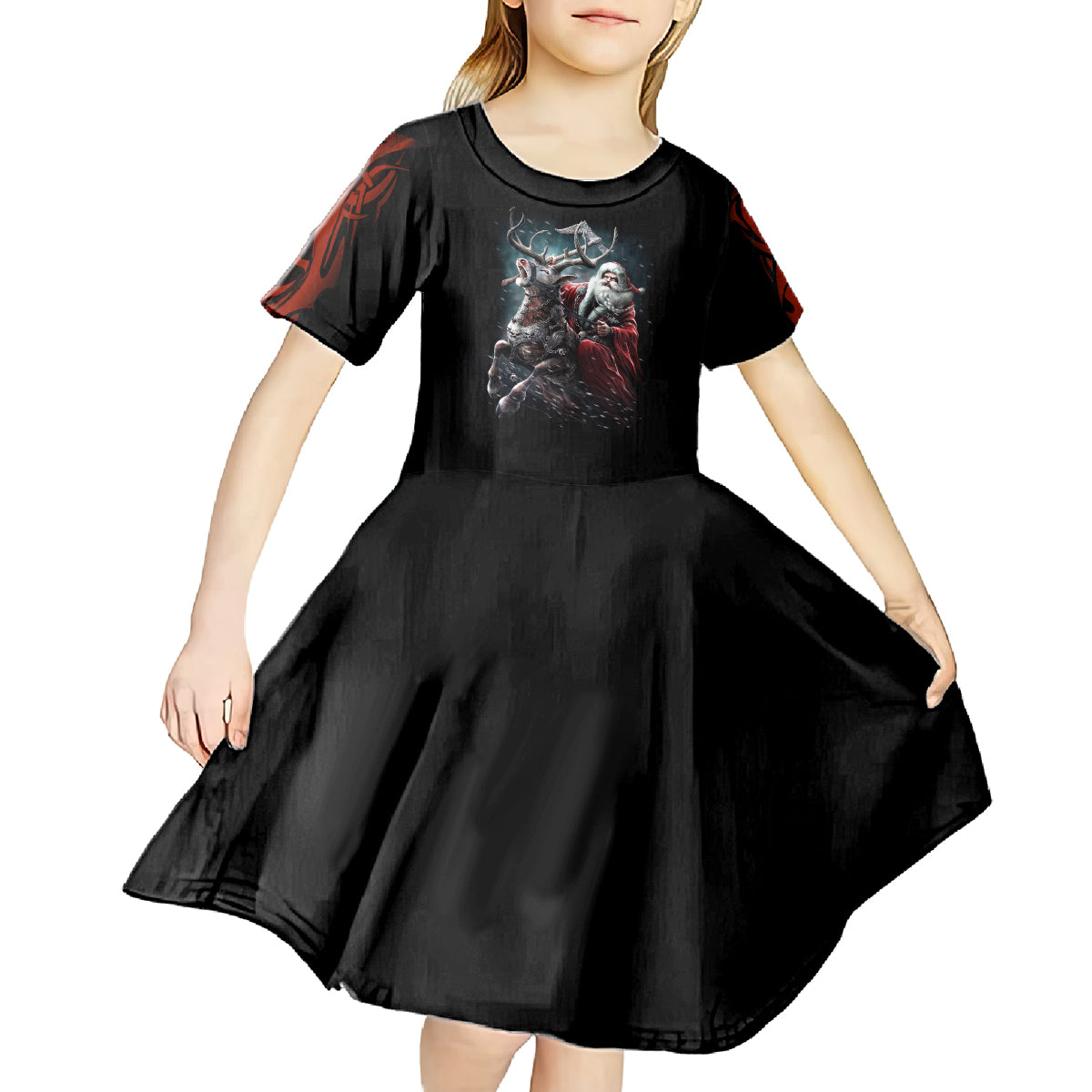 Viking Santa Claus Kid Short Sleeve Dress Vahalla Santa Clau Coming - Wonder Print Shop