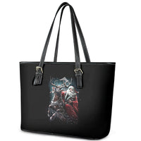 Viking Santa Claus Leather Tote Bag Vahalla Santa Clau Coming - Wonder Print Shop