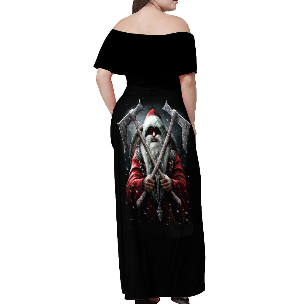 Viking Santa Claus Off Shoulder Maxi Dress Vahalla Santa Clau Coming - Wonder Print Shop