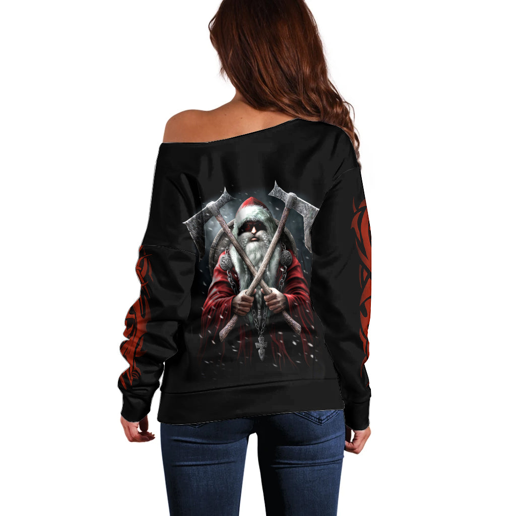 Viking Santa Claus Off Shoulder Sweater Vahalla Santa Clau Coming - Wonder Print Shop