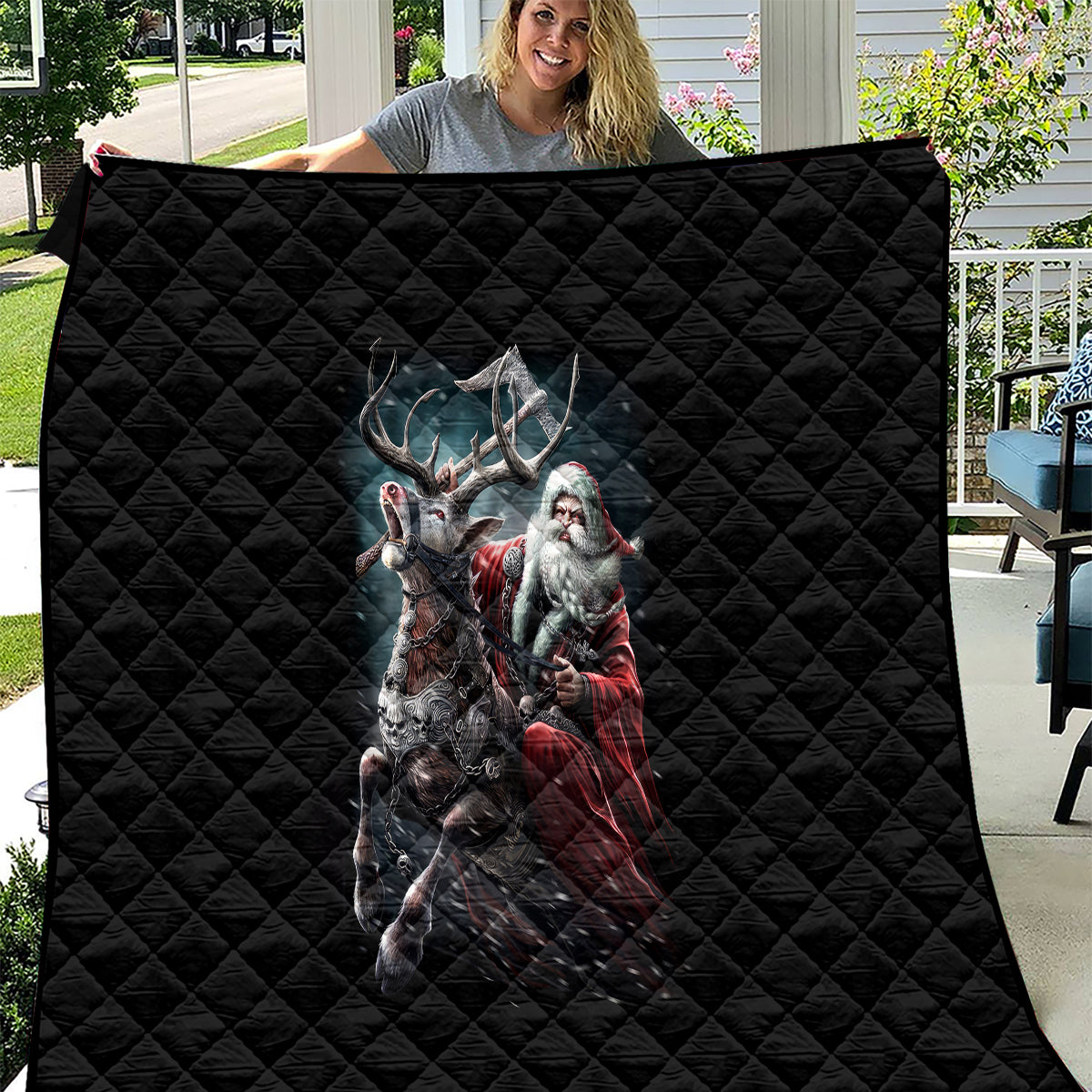 Viking Santa Claus Quilt Vahalla Santa Clau Coming - Wonder Print Shop