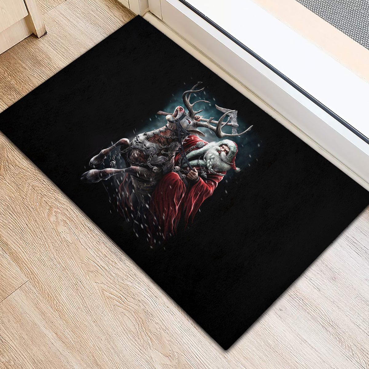 Viking Santa Claus Rubber Doormat Vahalla Santa Clau Coming - Wonder Print Shop