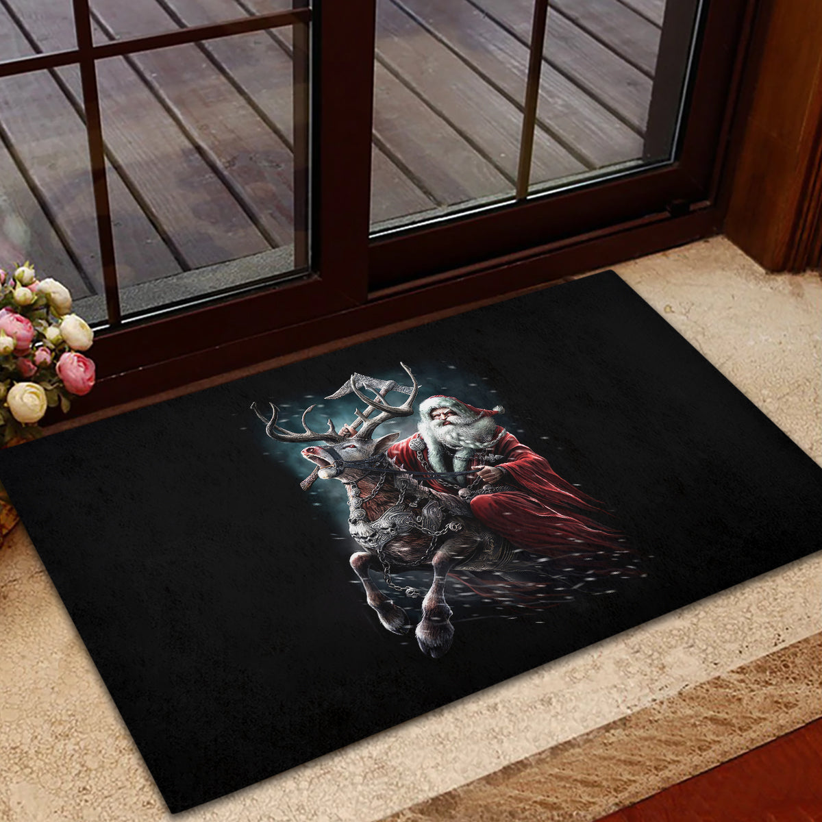 Viking Santa Claus Rubber Doormat Vahalla Santa Clau Coming - Wonder Print Shop