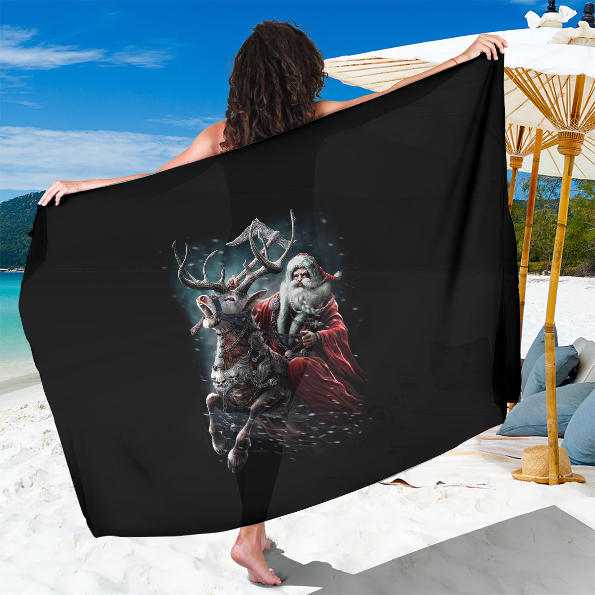 Viking Santa Claus Sarong Vahalla Santa Clau Coming - Wonder Print Shop