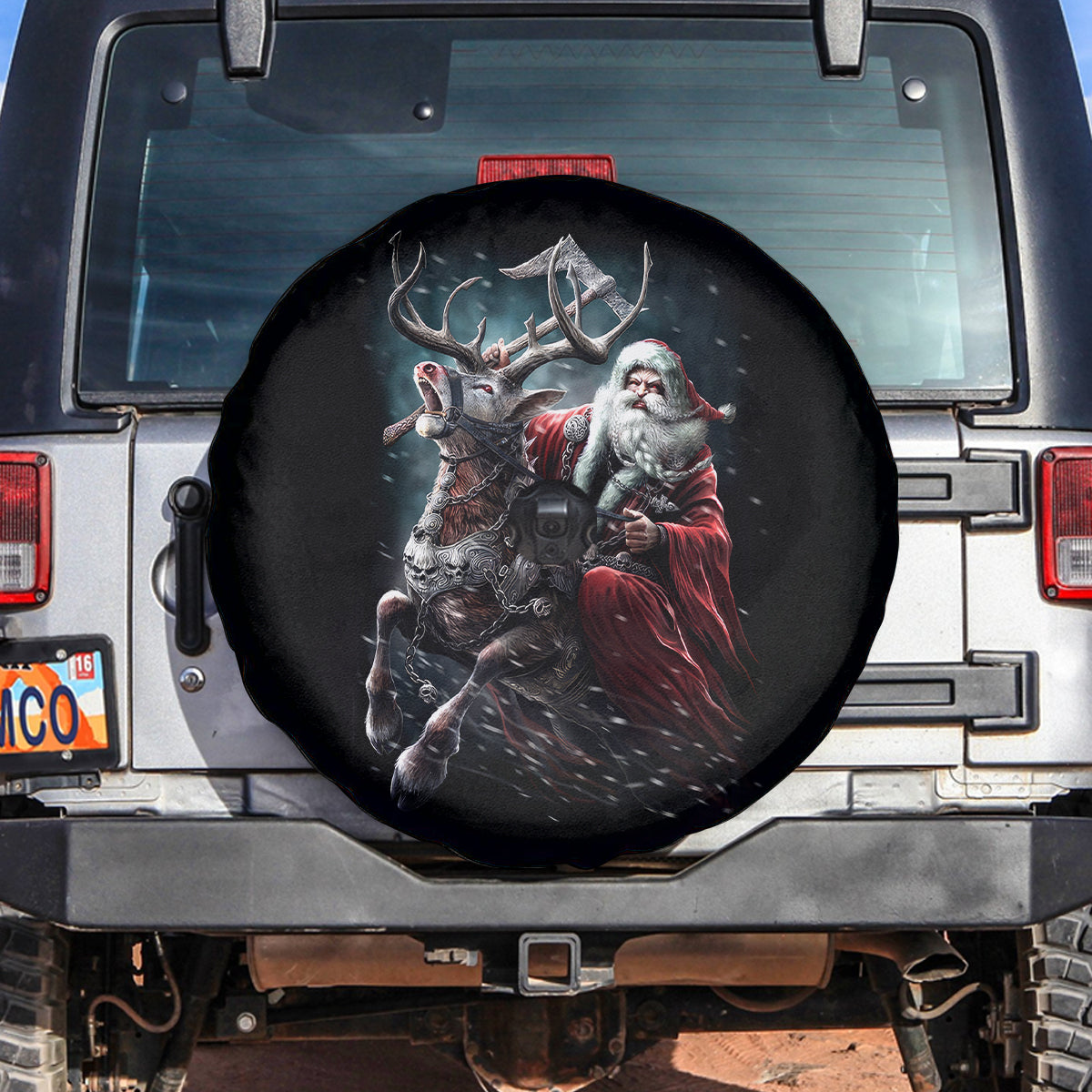 Viking Santa Claus Spare Tire Cover Vahalla Santa Clau Coming - Wonder Print Shop