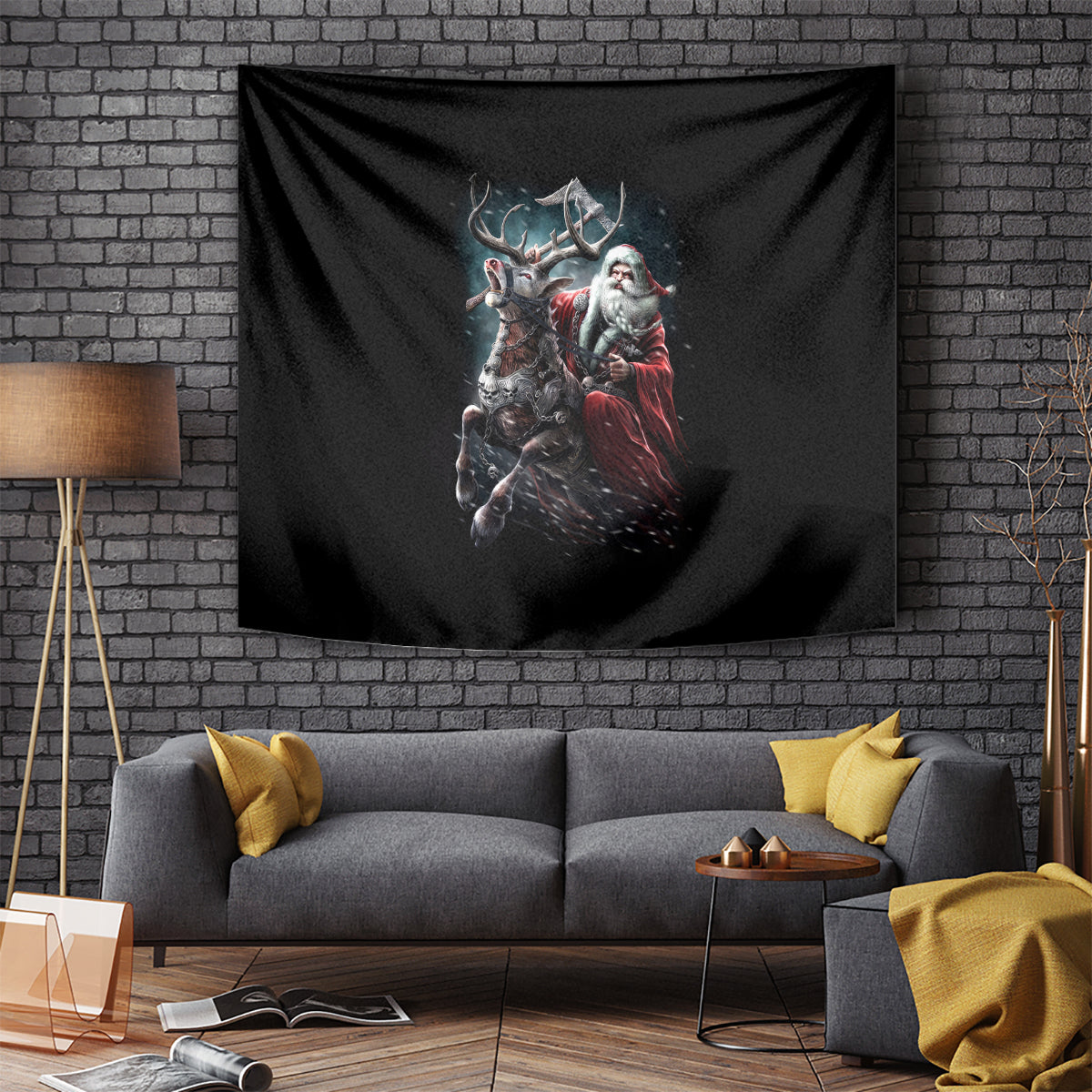 Viking Santa Claus Tapestry Vahalla Santa Clau Coming - Wonder Print Shop