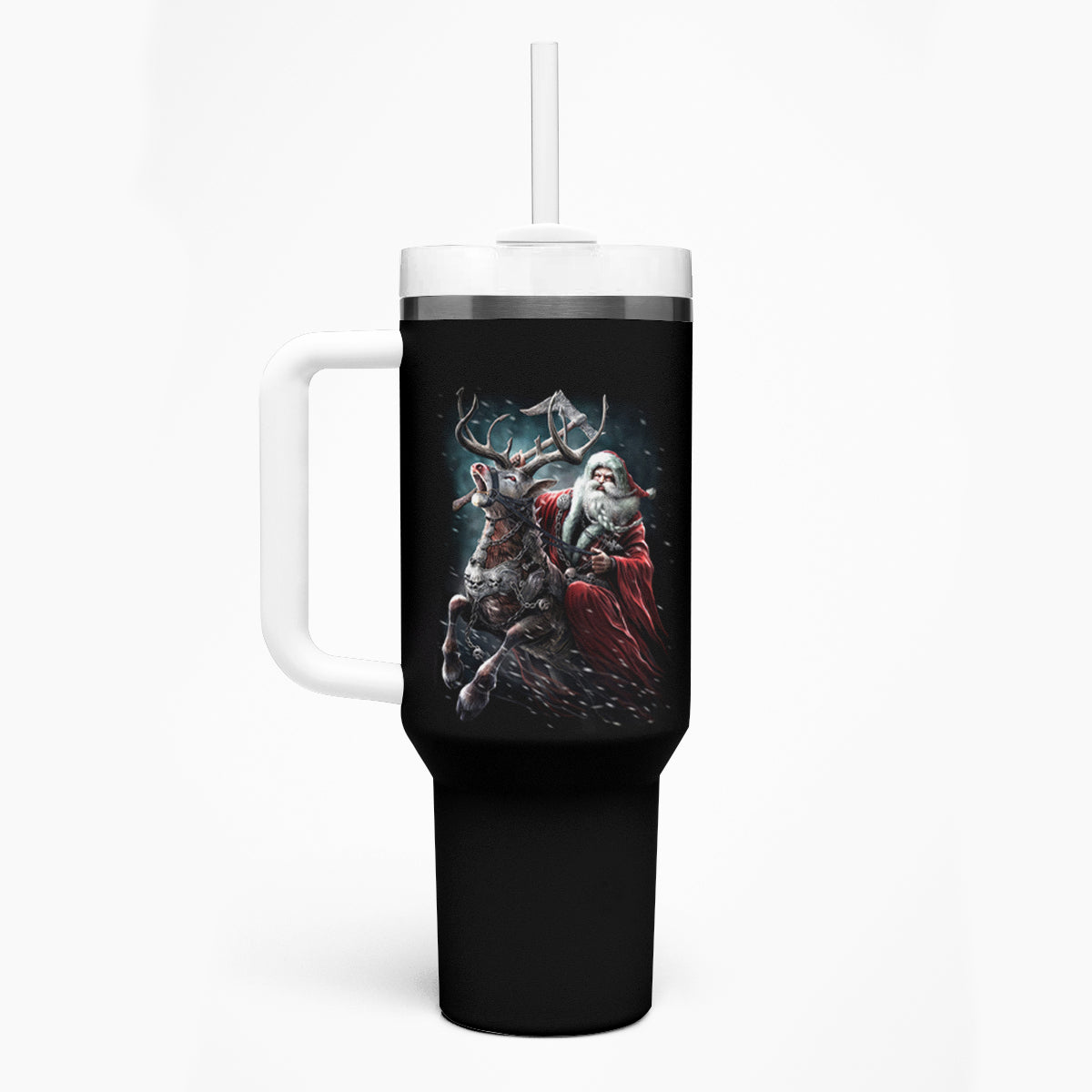 Viking Santa Claus Tumbler With Handle Vahalla Santa Clau Coming - Wonder Print Shop