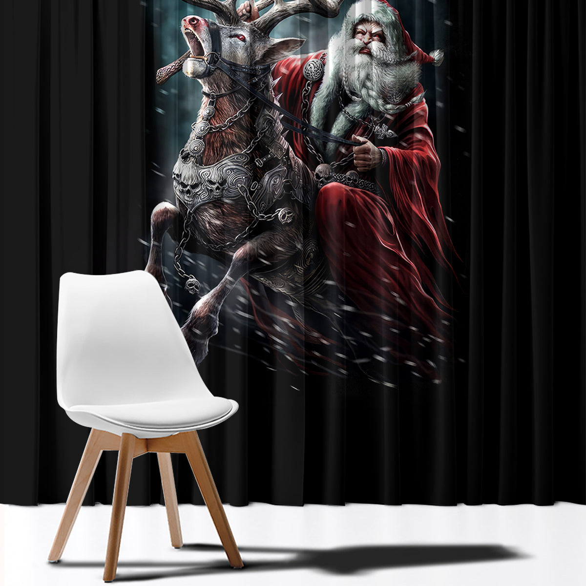 Viking Santa Claus Window Curtain Vahalla Santa Clau Coming - Wonder Print Shop