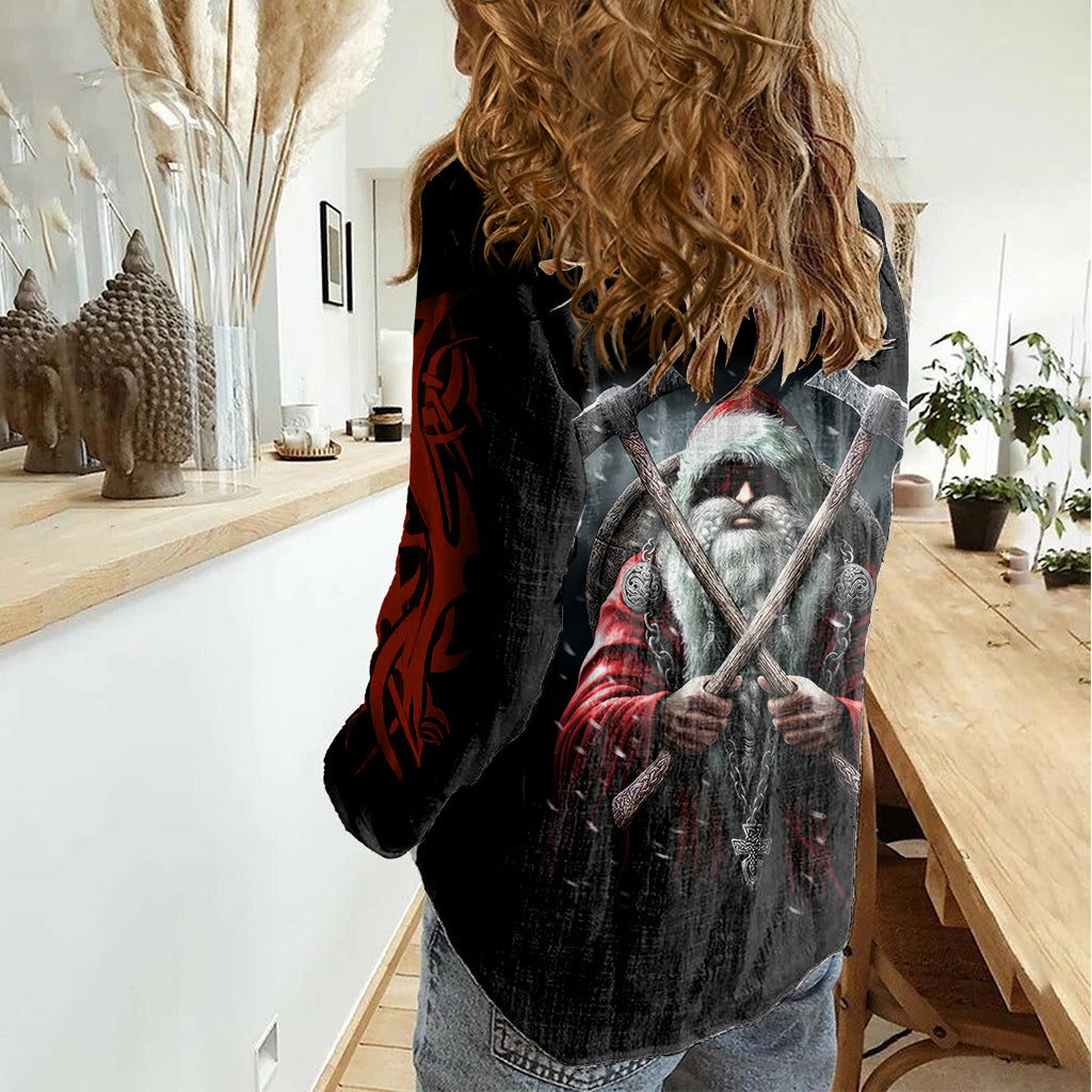 Viking Santa Claus Women Casual Shirt Vahalla Santa Clau Coming - Wonder Print Shop