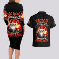 Skeleton Santa Claus Couples Matching Long Sleeve Bodycon Dress and Hawaiian Shirt The Devil Whispered To Me I'm Coming For You I Whisper Back Bring Beer - Wonder Print Shop