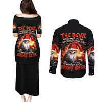 Skeleton Santa Claus Couples Matching Puletasi Dress and Long Sleeve Button Shirt The Devil Whispered To Me I'm Coming For You I Whisper Back Bring Beer - Wonder Print Shop