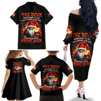 Skeleton Santa Claus Family Matching Off Shoulder Long Sleeve Dress and Hawaiian Shirt The Devil Whispered To Me I'm Coming For You I Whisper Back Bring Beer - Wonder Print Shop