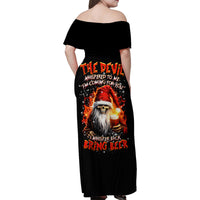Skeleton Santa Claus Family Matching Off Shoulder Maxi Dress and Hawaiian Shirt The Devil Whispered To Me I'm Coming For You I Whisper Back Bring Beer - Wonder Print Shop
