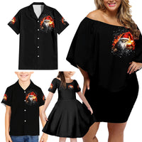 Skeleton Santa Claus Family Matching Off Shoulder Short Dress and Hawaiian Shirt The Devil Whispered To Me I'm Coming For You I Whisper Back Bring Beer - Wonder Print Shop