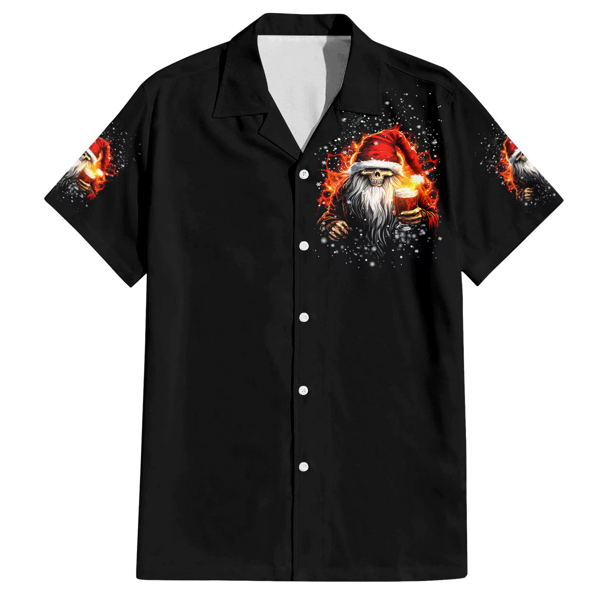 Skeleton Santa Claus Family Matching Tank Maxi Dress and Hawaiian Shirt The Devil Whispered To Me I'm Coming For You I Whisper Back Bring Beer - Wonder Print Shop