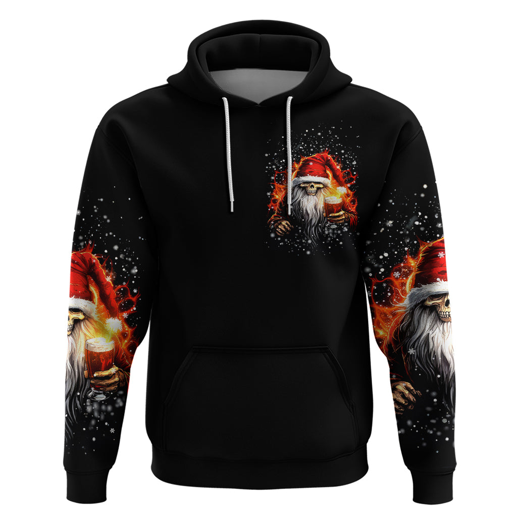 Skeleton Santa Claus Hoodie The Devil Whispered To Me I'm Coming For You I Whisper Back Bring Beer - Wonder Print Shop