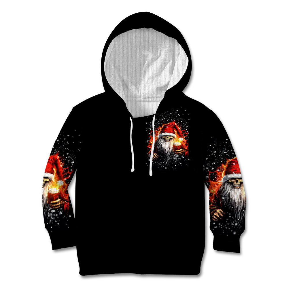 Skeleton Santa Claus Kid Hoodie The Devil Whispered To Me I'm Coming For You I Whisper Back Bring Beer - Wonder Print Shop