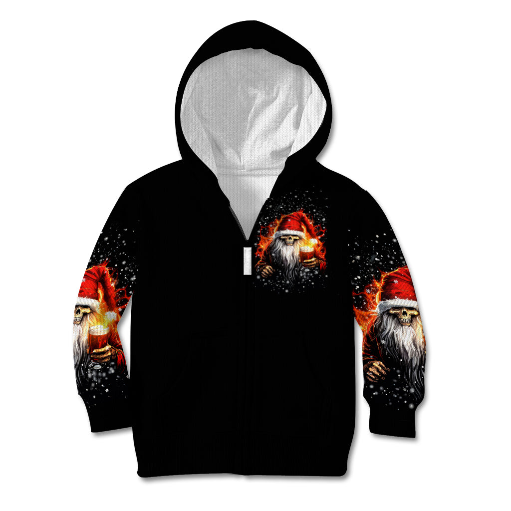 Skeleton Santa Claus Kid Hoodie The Devil Whispered To Me I'm Coming For You I Whisper Back Bring Beer - Wonder Print Shop