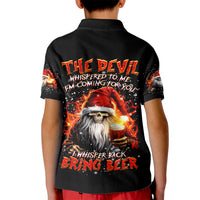 Skeleton Santa Claus Kid Polo Shirt The Devil Whispered To Me I'm Coming For You I Whisper Back Bring Beer - Wonder Print Shop