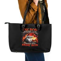 Skeleton Santa Claus Leather Tote Bag The Devil Whispered To Me I'm Coming For You I Whisper Back Bring Beer - Wonder Print Shop