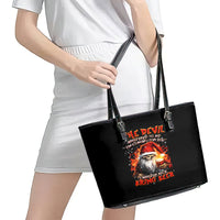 Skeleton Santa Claus Leather Tote Bag The Devil Whispered To Me I'm Coming For You I Whisper Back Bring Beer - Wonder Print Shop